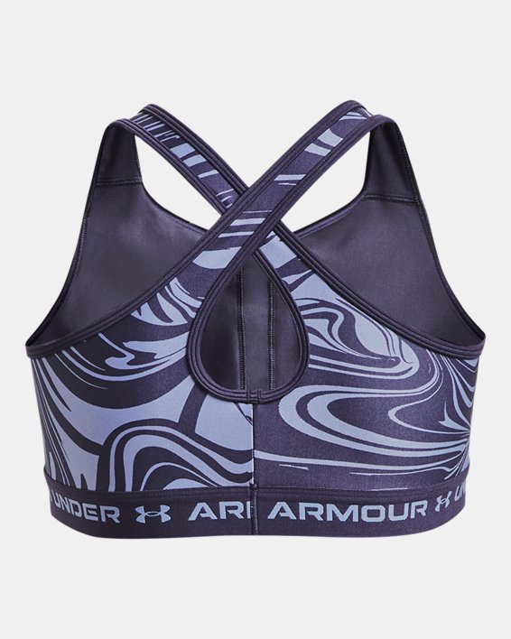 Women's Armour® Mid Crossback Print Sports Bra, Gray, pdpMainDesktop image number 5